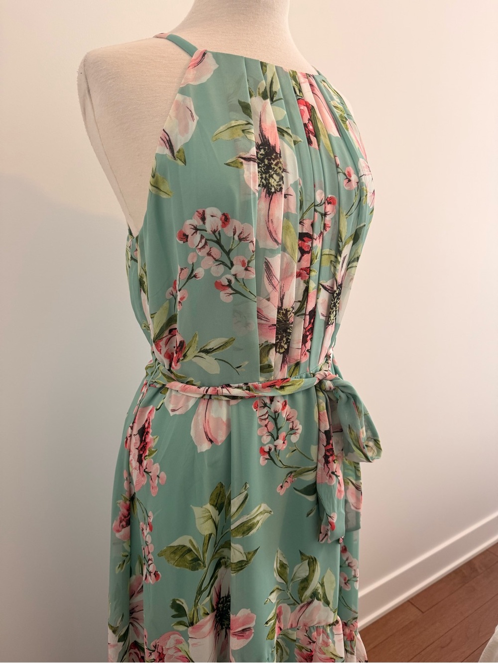 Vince Camuto Aqua Floral High-Low Maxi Dress